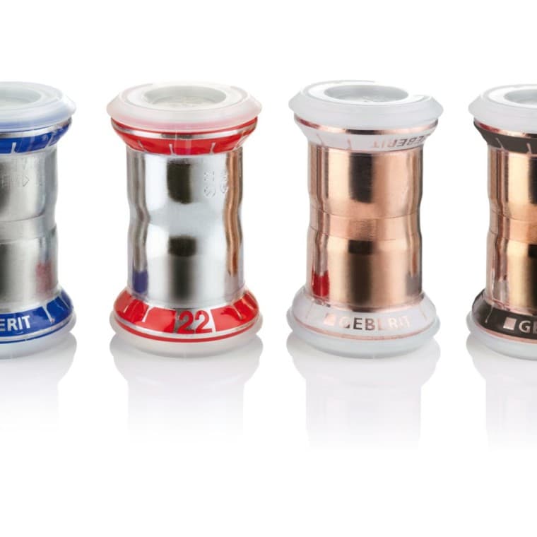 Geberit Mapress fittings in various materials with protective caps Geberit Mapress fittings in various materials with protective caps