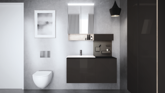 Geberit Acanto Wall-hung Toilet and Furniture in Family Bathroom