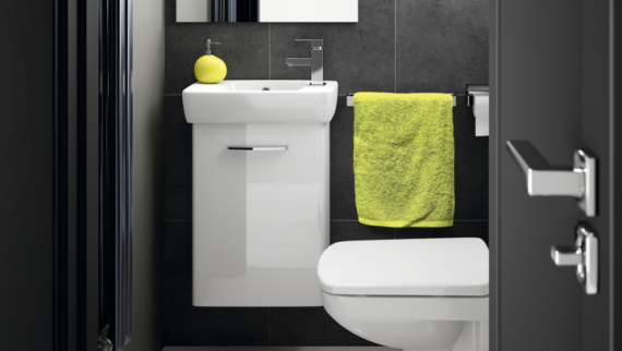 Wall-Hung Toilet and Wall-Hung Handrinse Basin in Cloakroom Wall-Hung Toilet and Wall-Hung Handrinse Basin in Cloakroom
