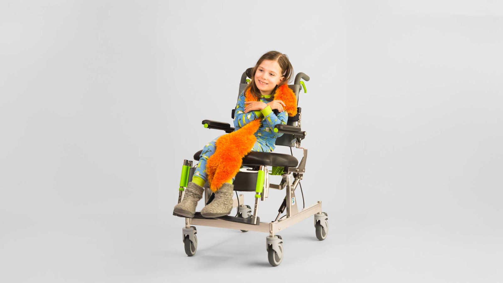 Girl in shower chair