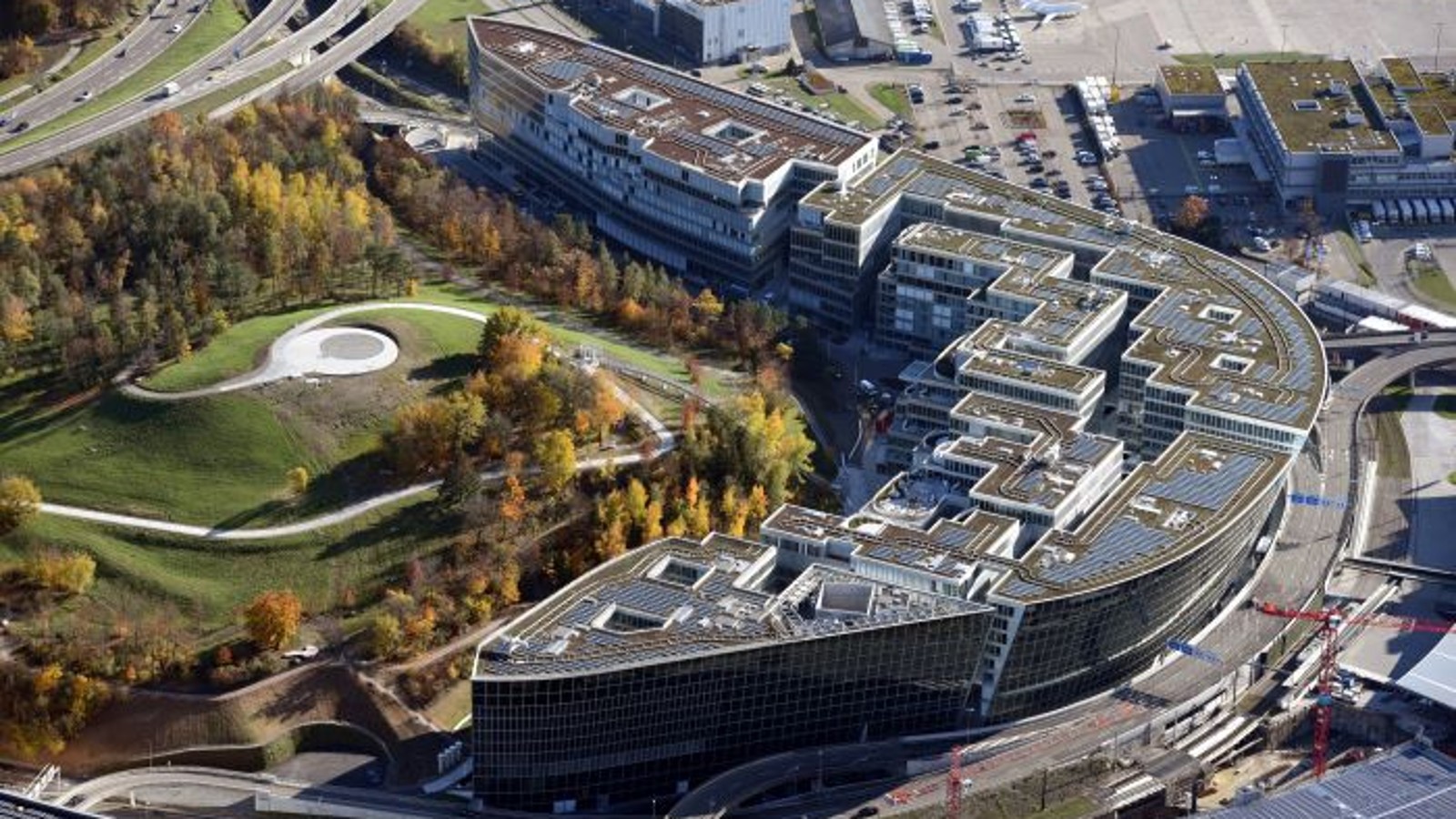 Sky view of the Circle in Zurich
