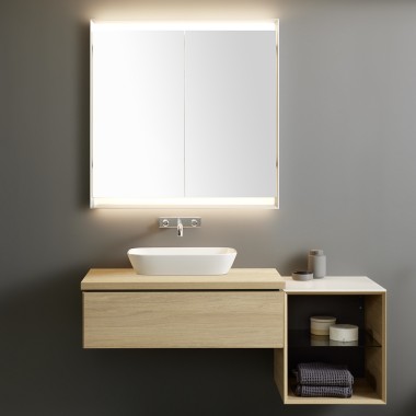 Washbasin cabinet with open side element