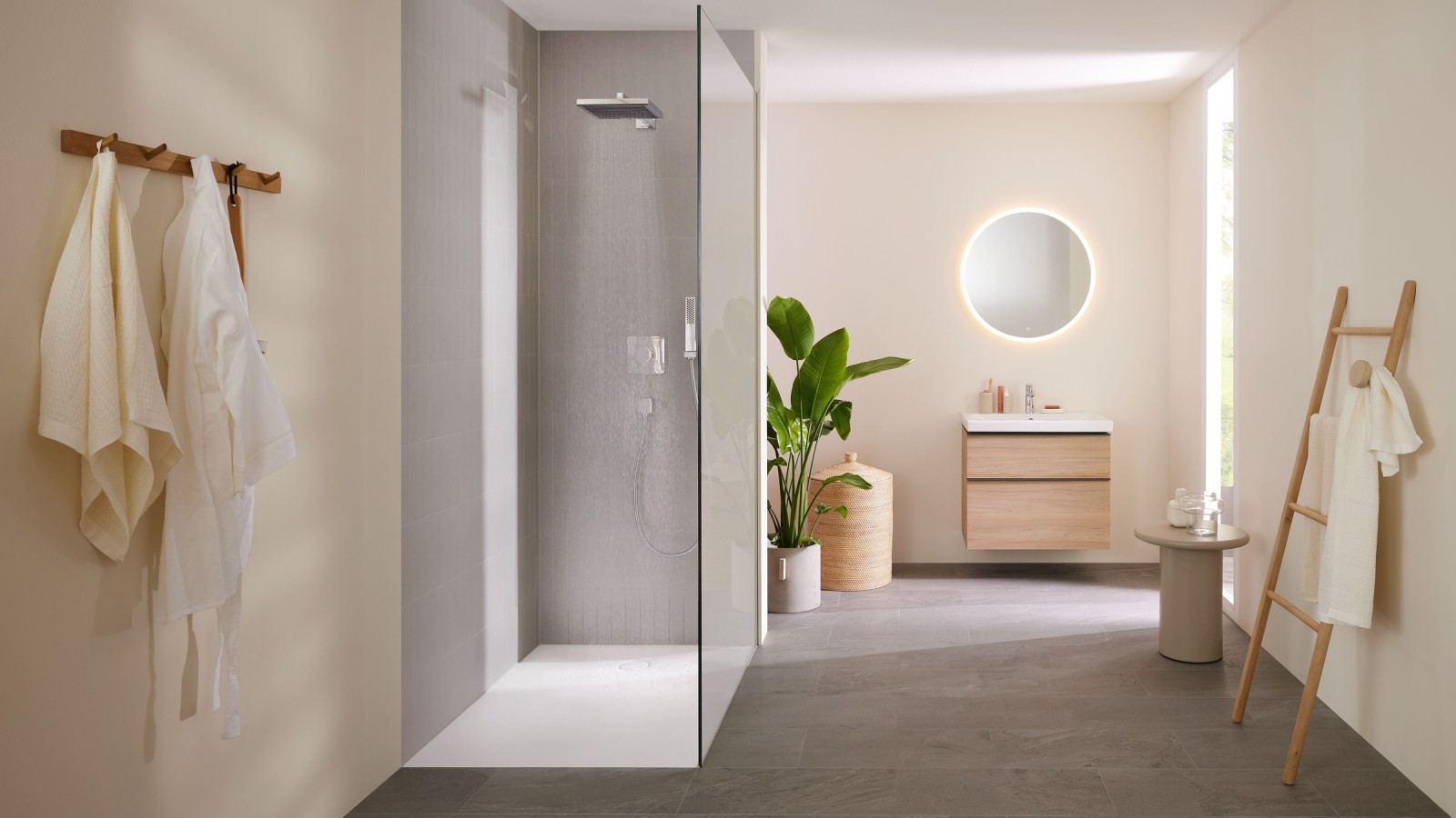 Geberit iCon bathroom with CleanFloor30 shower surface