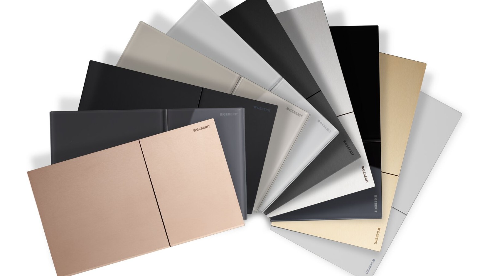 Range of surfaces available for the Geberit Sigma70 actuator plate Range of surfaces available for the Geberit Sigma70 actuator plate