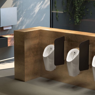 Urinal divisions create a visual shield for more privacy