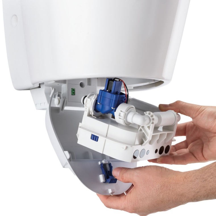 Geberit urinal control unit in a docking station Geberit urinal control unit in a docking station