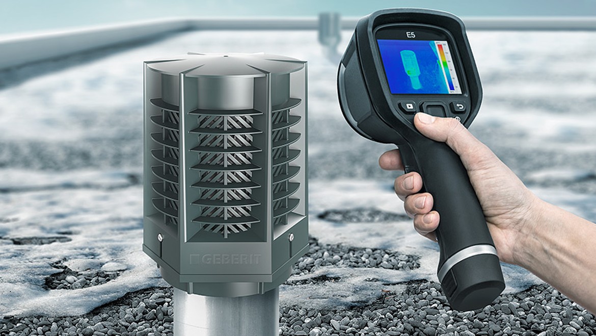 The thermal image shows that the Geberit energy retaining valve ERV minimises energy losses