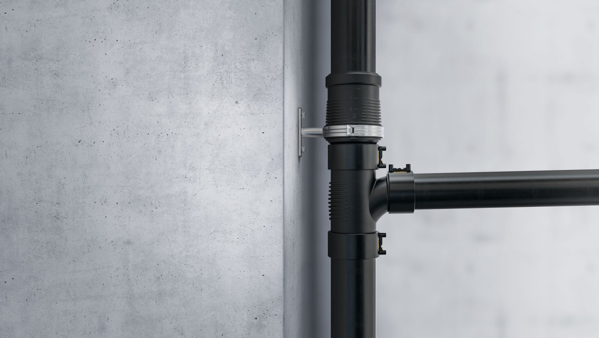 Sound insulation ribs on the Geberit Silent-db20 fittings Sound insulation ribs on the Geberit Silent-db20 fittings