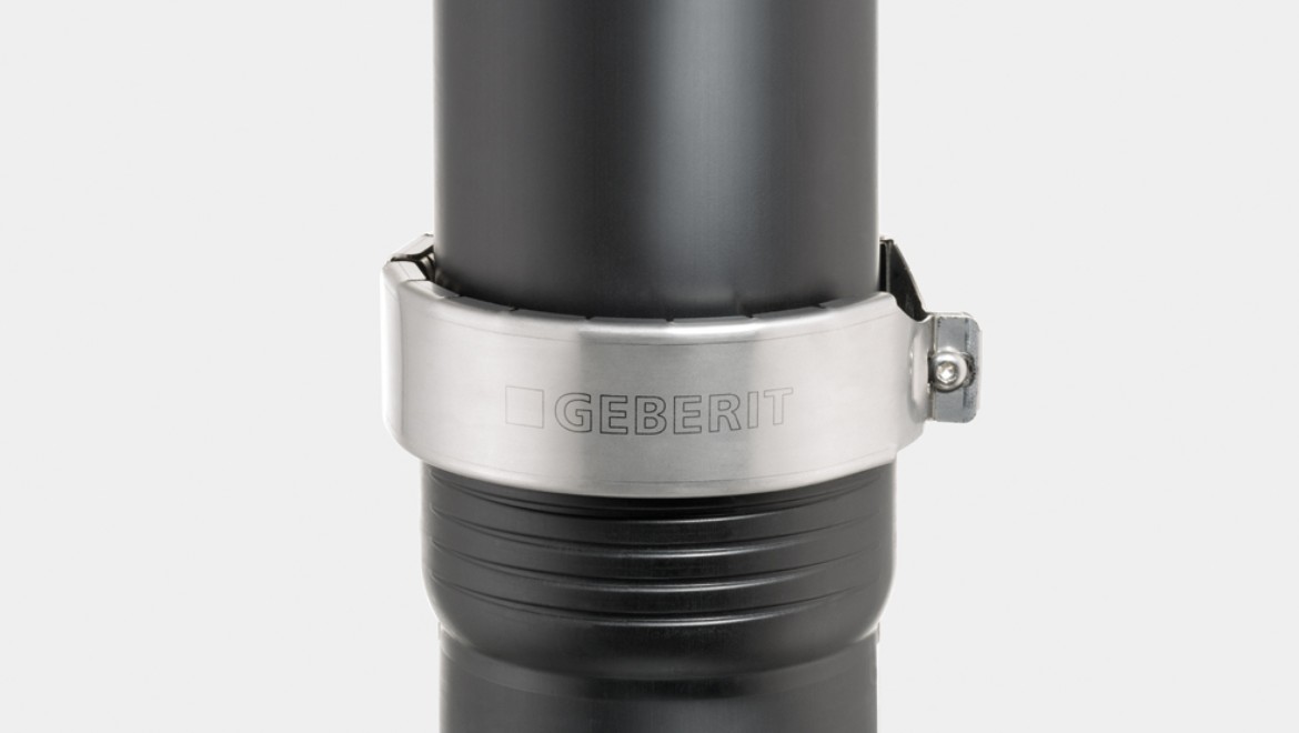 The Silent-Pro push-fit connection can withstand an internal pressure of up to 2 bar with the Geberit retaining claw