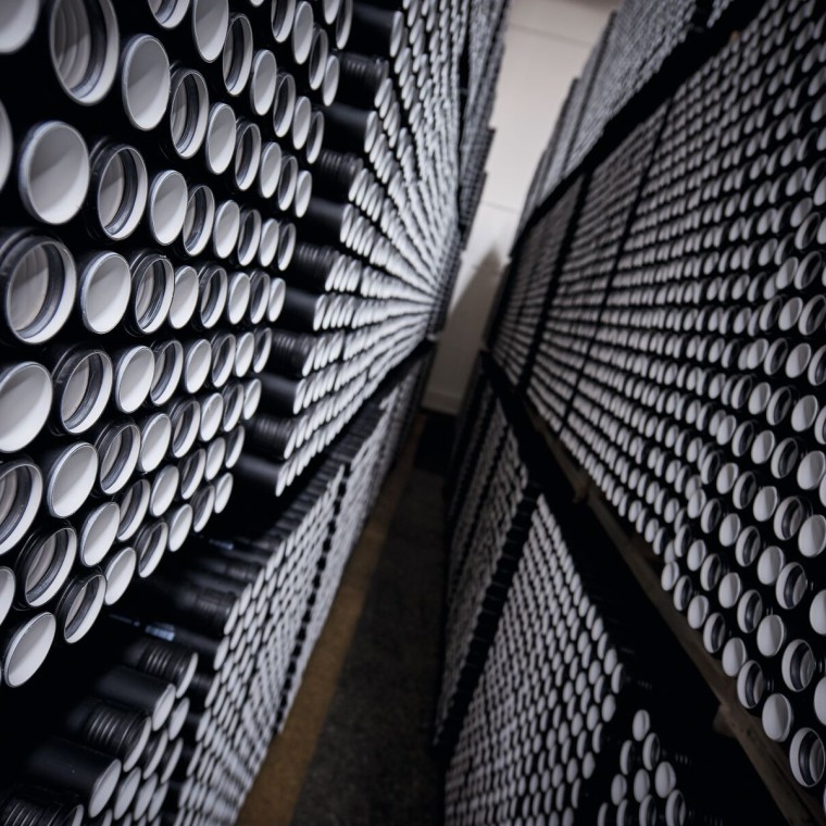 Stacked Silent-PP pipes produced in Europe Stacked Silent-PP pipes produced in Europe