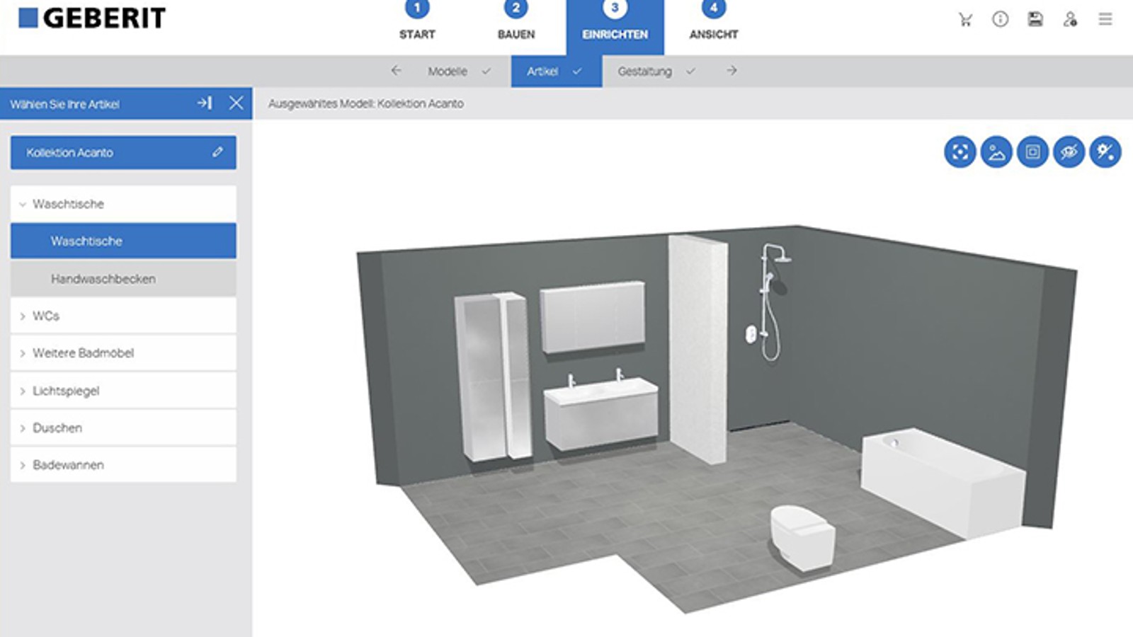Launch the 3D bathroom planner Launch the 3D bathroom planner