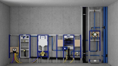 Geberit Duofix prewall installation and cisterns in a system wall
