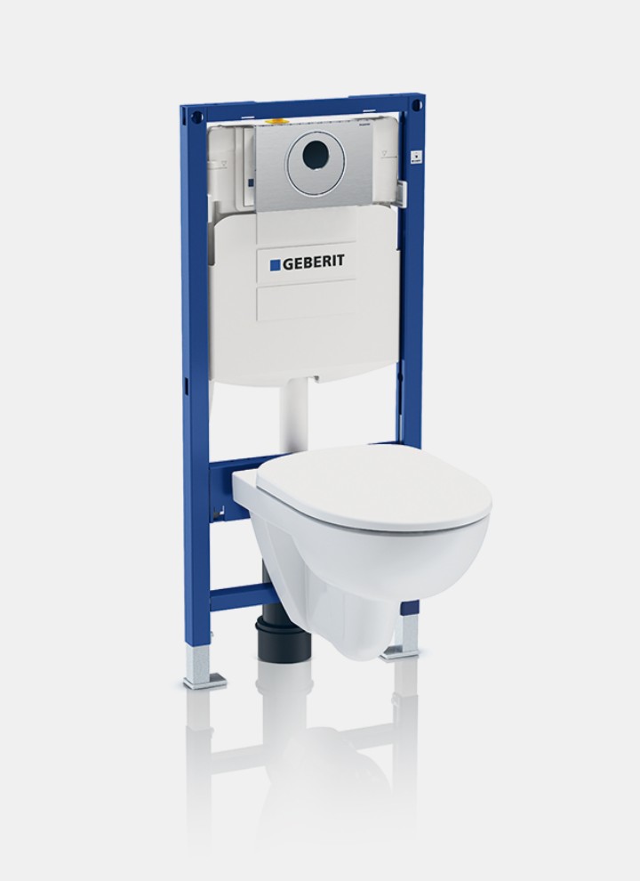 Touchless flush with Geberit flushing cistern