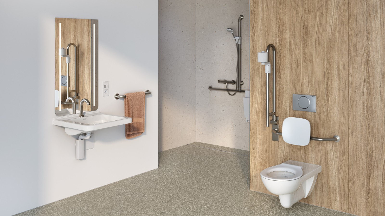 Barrier-free sanitary room with the Standard option Barrier-free sanitary room with the Standard option