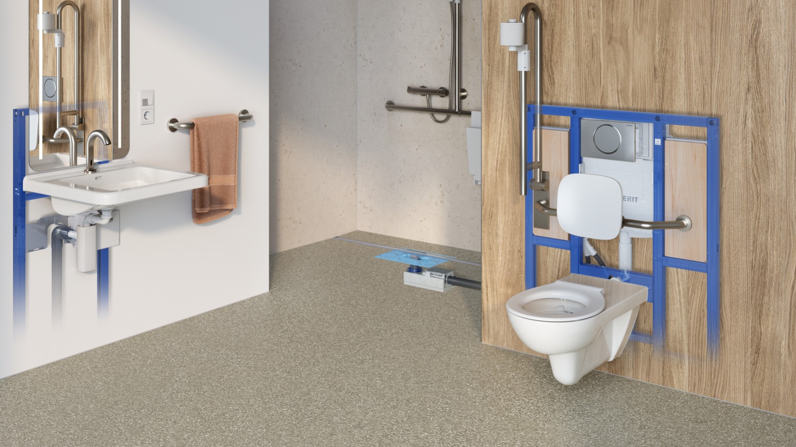 Geberit WC system in the Standard product range for barrier-free sanitary rooms