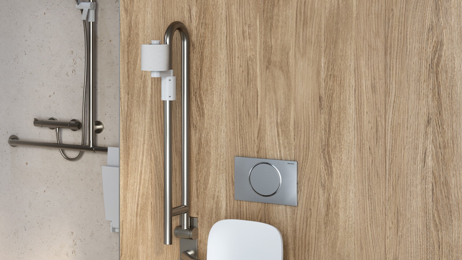 RF-controlled button on the pull-down rail