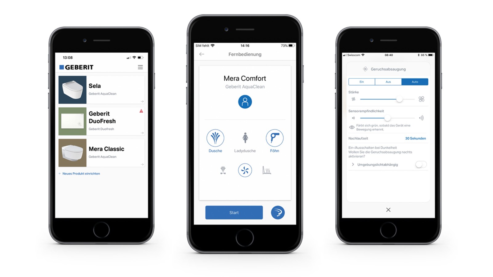 Geberit Home app for the wash and dry toilet Geberit AquaClean Mera Care