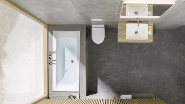 Bathroom with small floor plan