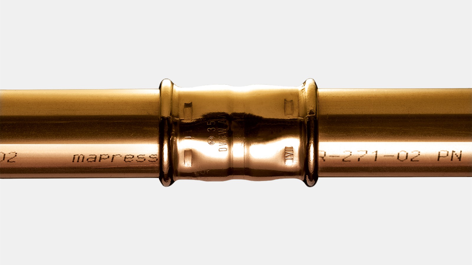 Geberit MapressCuNiFe system pipes pressed with a Geberit MapressCuNiFe socket Geberit MapressCuNiFe system pipes pressed with a Geberit MapressCuNiFe socket