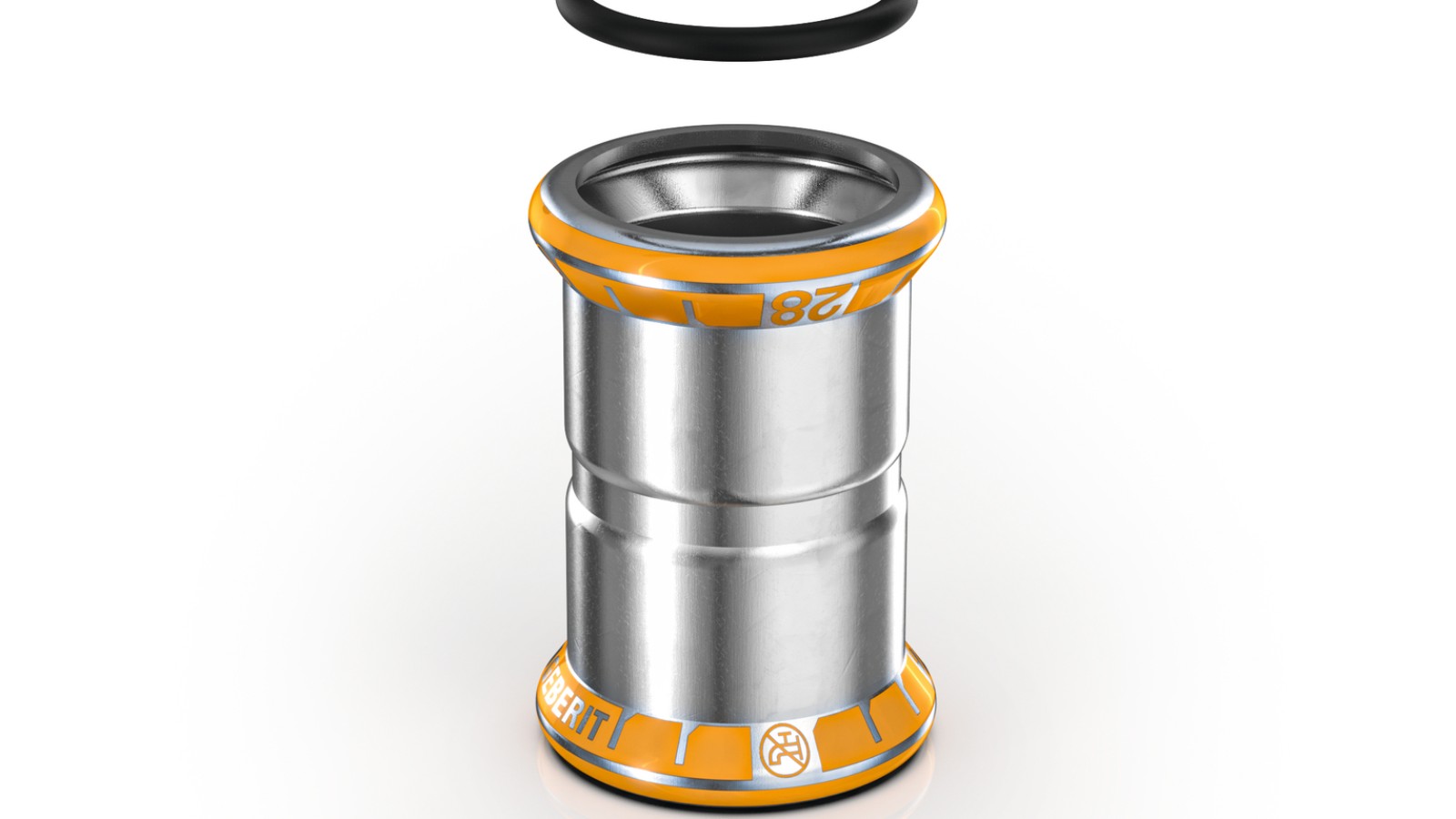 Geberit Mapress Therm fitting with orange pressing indicator Geberit Mapress Therm fitting with orange pressing indicator