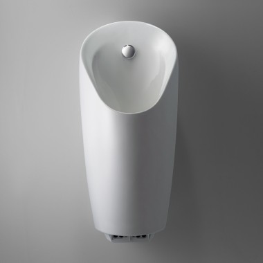 The slim and compact Geberit Preda ceramic appliance with integrated urinal flush control