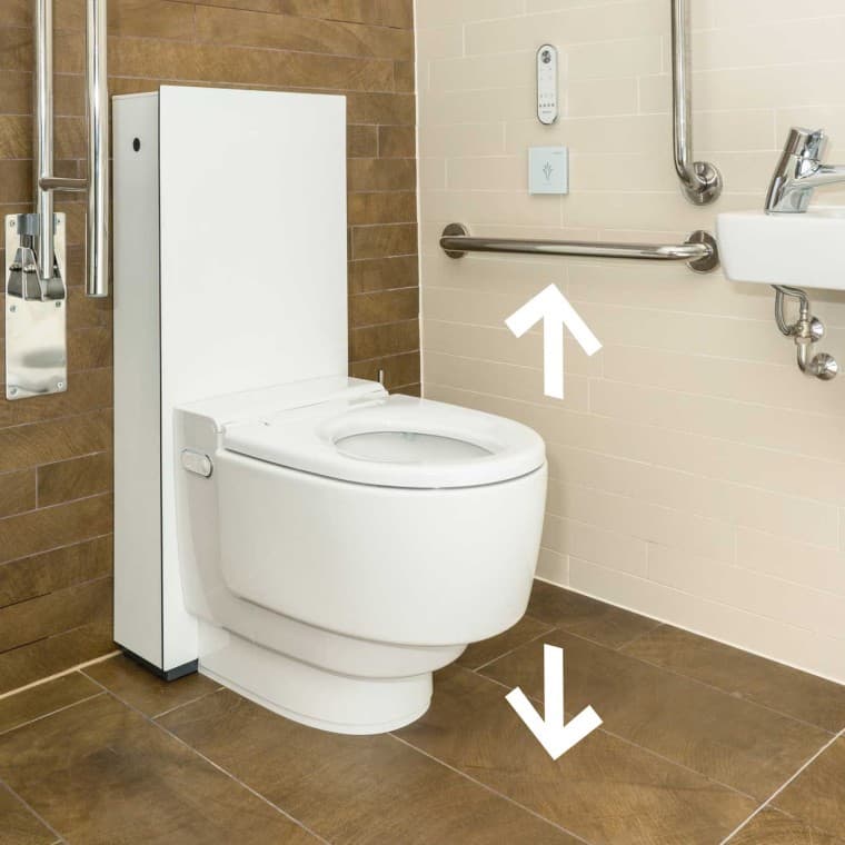 The wash and dry toilet Geberit AquaClean Mera Care is height-adjustable The wash and dry toilet Geberit AquaClean Mera Care is height-adjustable