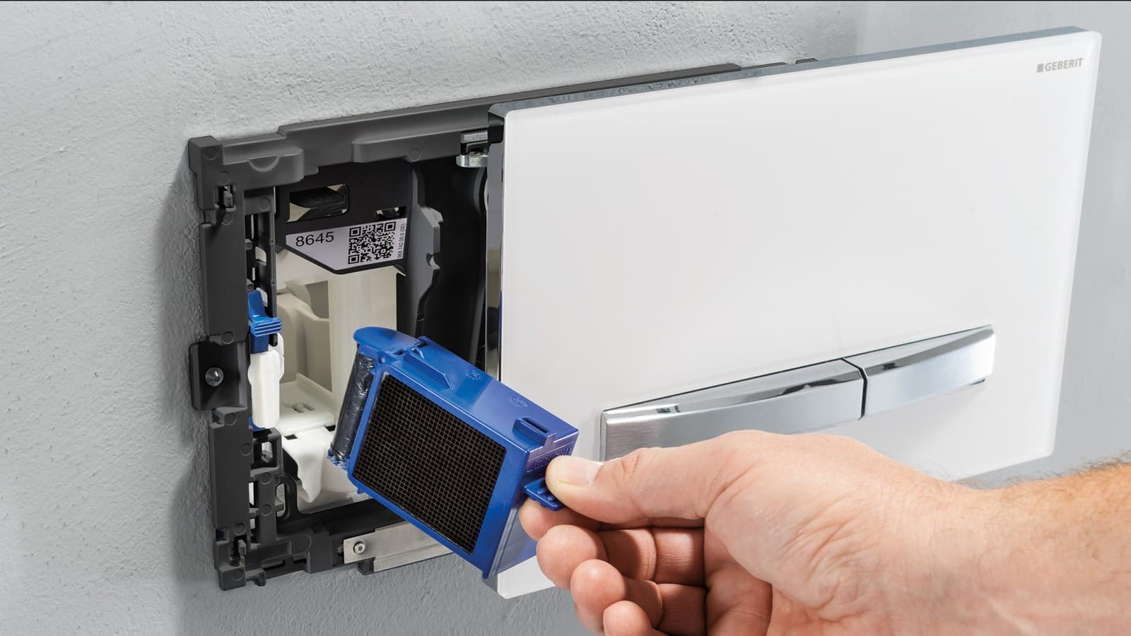 Geberit DuoFresh with Sigma 50 actuator plate and ceramic honeycomb filter Geberit DuoFresh with Sigma 50 actuator plate and ceramic honeycomb filter