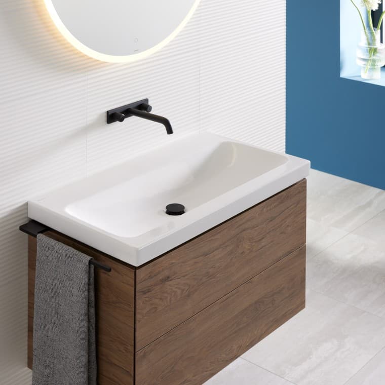 Geberit iCon bathroom sink with Geberit ONE washbasin cabinet Geberit iCon bathroom sink with Geberit ONE washbasin cabinet