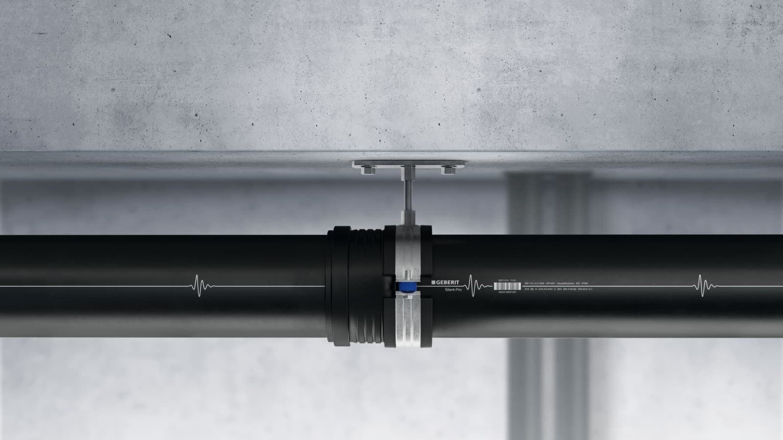 Cross-section of a block of flats featuring Geberit drainage systems Cross-section of a block of flats featuring Geberit drainage systems
