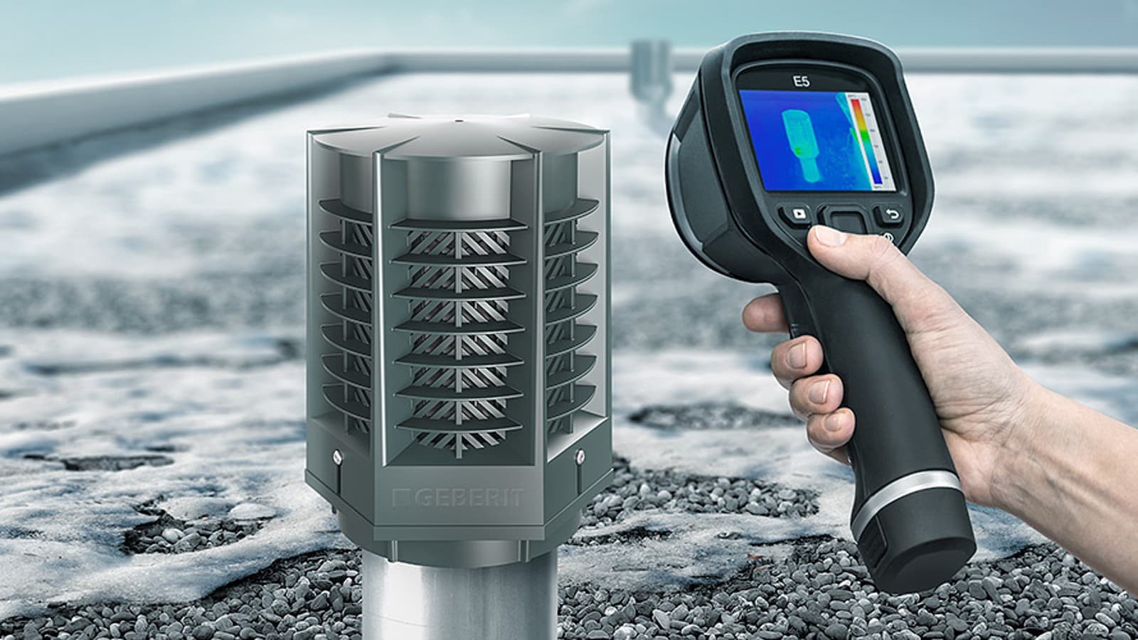 The thermal image shows that the Geberit energy retaining valve ERV minimises energy losses The thermal image shows that the Geberit energy retaining valve ERV minimises energy losses