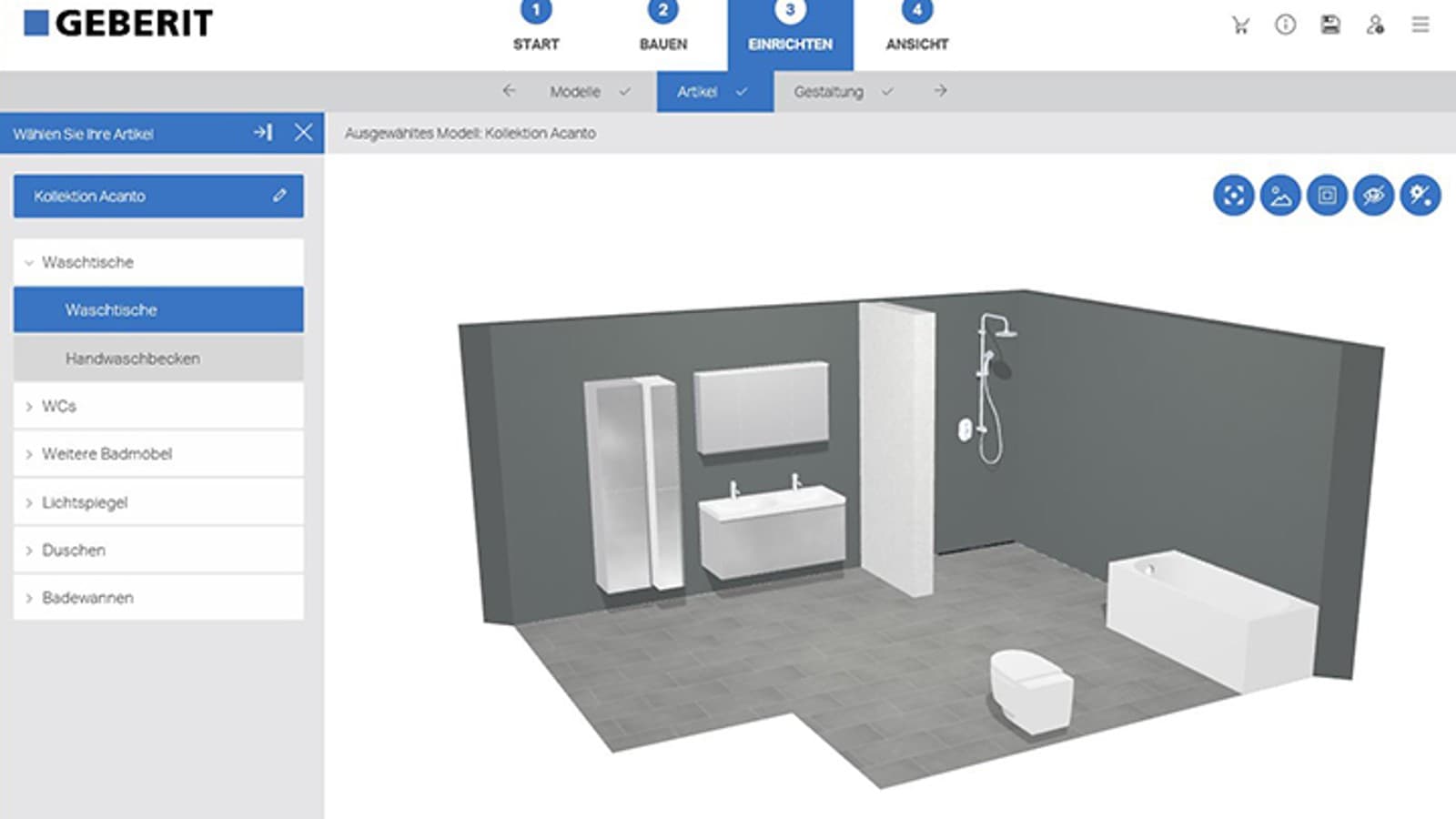 Launch the 3D bathroom planner Launch the 3D bathroom planner