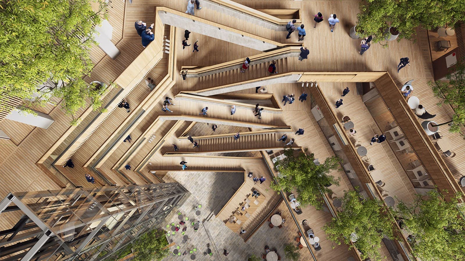 The heart of the new headquarters is the atrium, an inner courtyard around which stairs and lifts lead to the upper floors (©Foster&Partners) The heart of the new headquarters is the atrium, an inner courtyard around which stairs and lifts lead to the upper floors (©Foster&Partners)