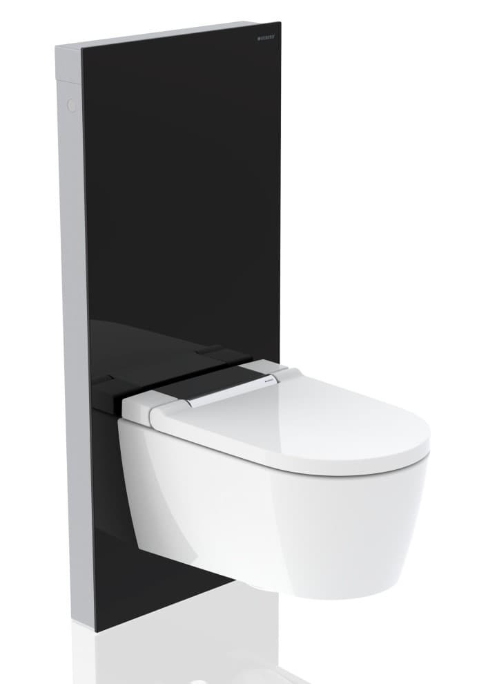 Geberit Monolith Plus sanitary module with Geberit AquaClean Sela shower toilet in glossy chrome Geberit Monolith Plus sanitary module with Geberit AquaClean Sela shower toilet in glossy chrome
